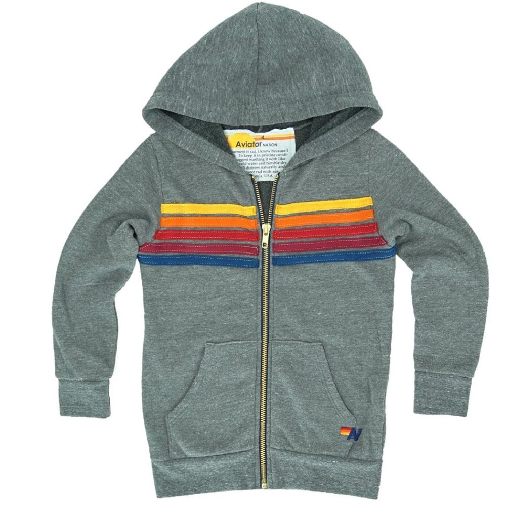 Aviator Nation 5 Stripe Zip-Up Hoodie